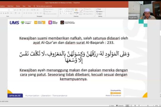 Hukum Kewajiban Suami Memberi Nafkah kepada Istri Menurut Kajian Tarjih UMS
